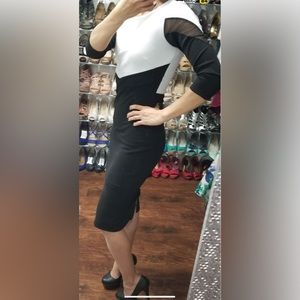 Black/white bodycon midi dress